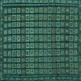 thumbnail image 1 of Ahgly Company Machine Washable Indoor Square Abstract Turquoise Blue Contemporary Area Rugs, 4' Square, 1 of 4