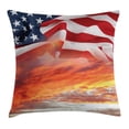 thumbnail image 1 of American Flag Decor Throw Pillow Cushion Cover, Dramatic Skyline on Clouds and Flag Freedom and Independence Memorial Print, Decorative Square Accent Pillow Case, 16 X 16 Inches, Multi, by Ambesonne, 1 of 2