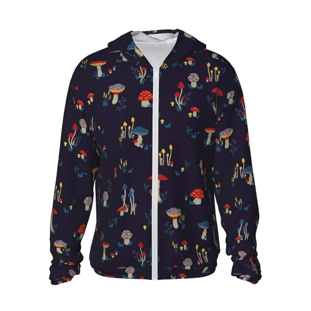 Balery Mushrooms3 Sudadera ligera de manga larga con capucha y protección solar UPF 50+ para hombre y mujer, ideal para pesca y running-Small