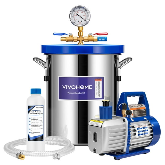 Cámara de vacío VIVOHOME de 3 galones con bomba 3.5 CFM 1/4 HP