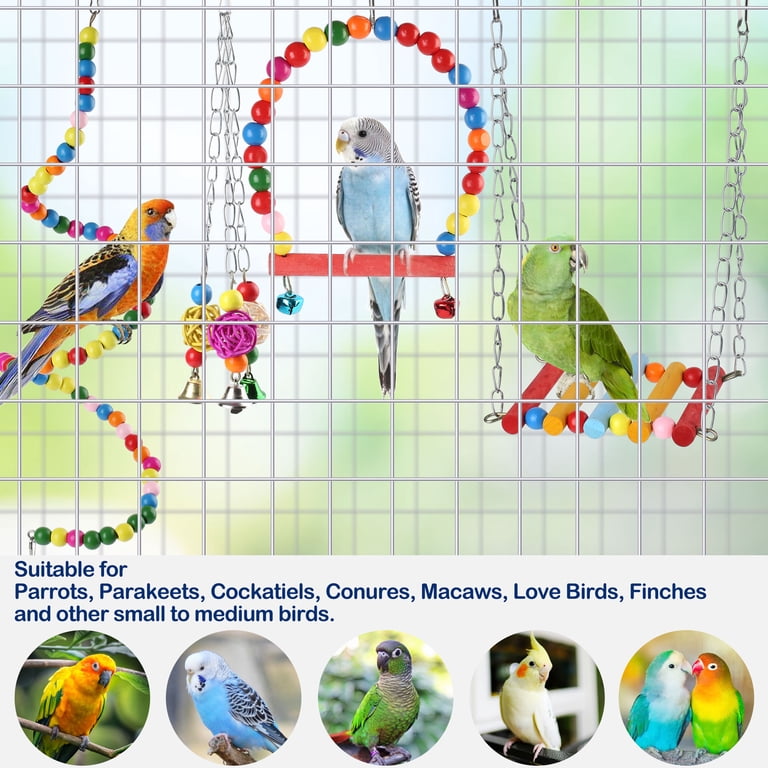 Prime Pets 13-Piece Bird Toy Set, Swings and Chews photo 2