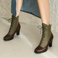 thumbnail image 2 of NECHOLOGY Botas Mujer Adulto Femenino Zapatos Botines mujer Botas de mujer de tamaño de comercio exterior, botas de tacón medio con cordones a juego de colores para otoño e invierno (Brown, 7.5), 2 of 7