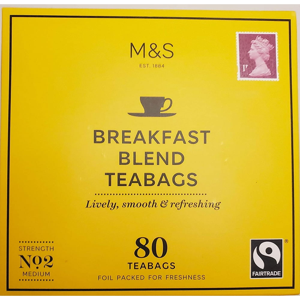 Marks and Spencer UK. Breakfast Blend Range Tea bags 80 Bags. (1 Pack
