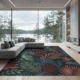 thumbnail image 2 of ODIKA 6'x9' Green Coral Exotic Leaf Harmony Design Washable Area Rug Elegant Botanical Patterns for Modern Decor Non-Slip, Easy Care, for Family Room, Living Mater Bedroom, 2 of 7