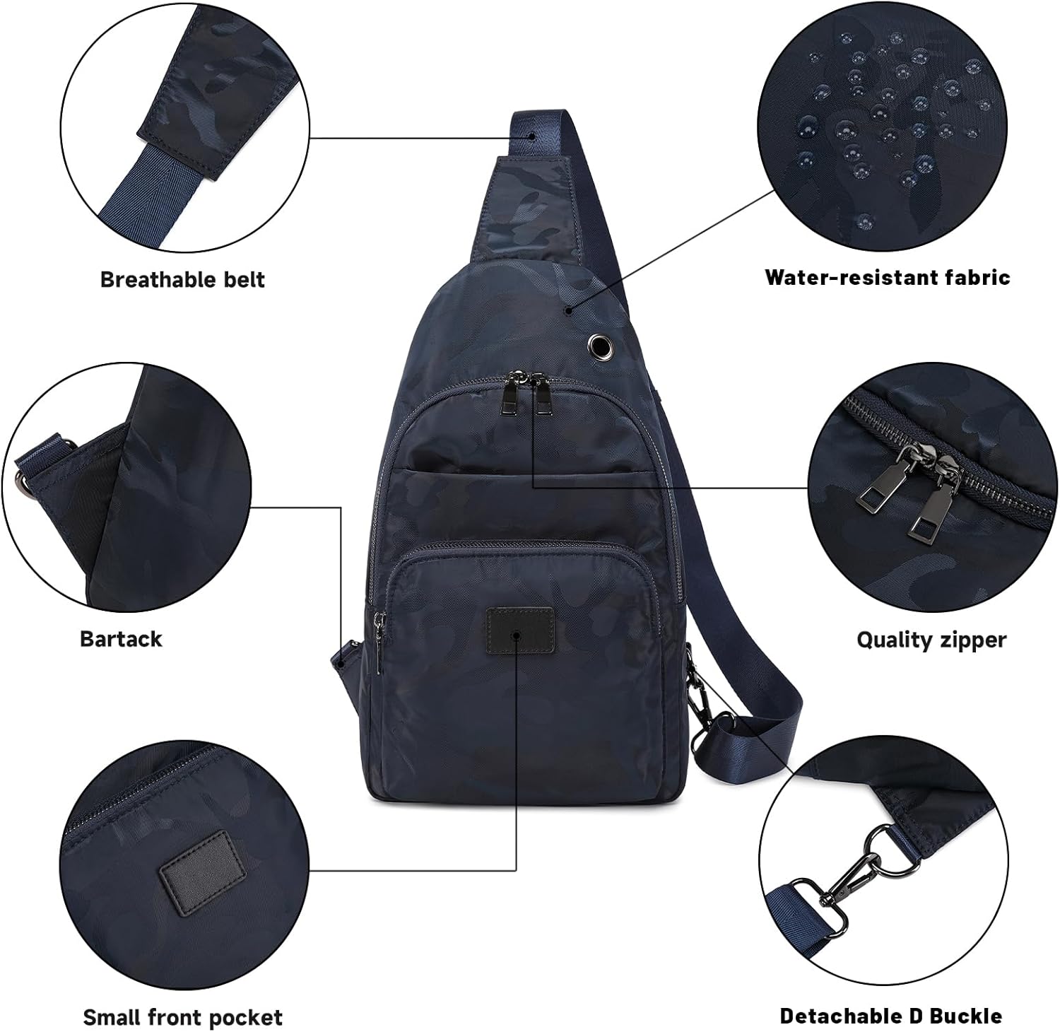 Mygreen Men‘s Crossbody Sling Bag Single-shoulder Bag Chest Bag Outdoors Travel Hiking Chest Bag Daypack for Men