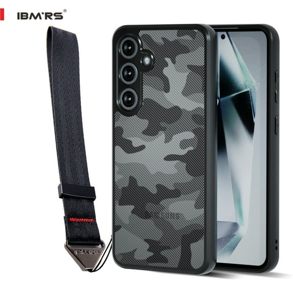 IBMRS for Samsung Galaxy S24 FE Case,Translucent Matte Back Slim Fit Shockproof Protective Case Cover - Black camo
