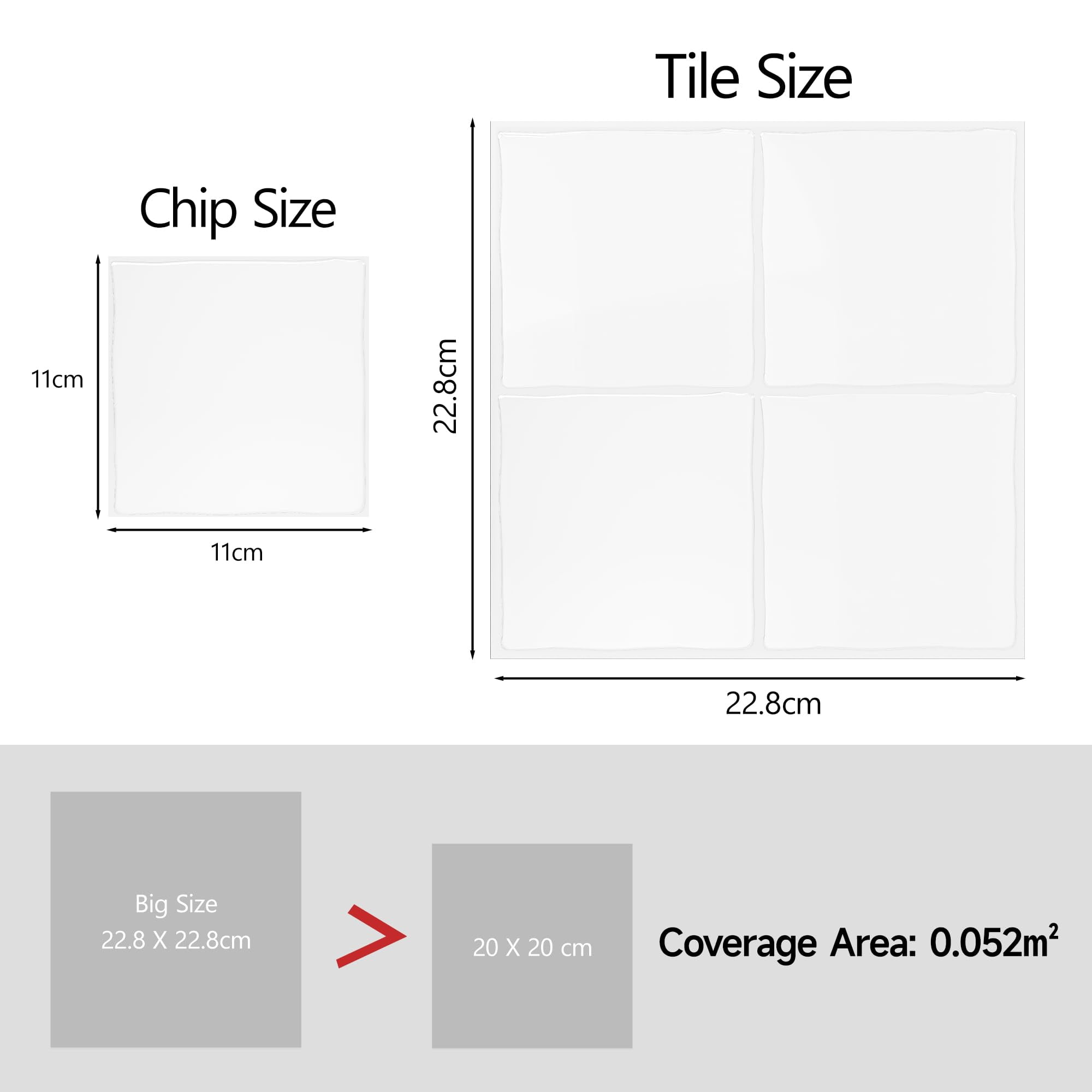 Peel And Stick Backsplash For Kitchen: Self Adhesive Wall Tiles Bathroom - Vinyl Thick Splash Tile (10  Square White)