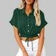 thumbnail image 2 of Vestidos Casuales Para Mujer, Blusas De Mujer De Moda Blusa corta de lino con solapa y botones sueltos para mujer, ropa de trabajo de verano, 2 of 6