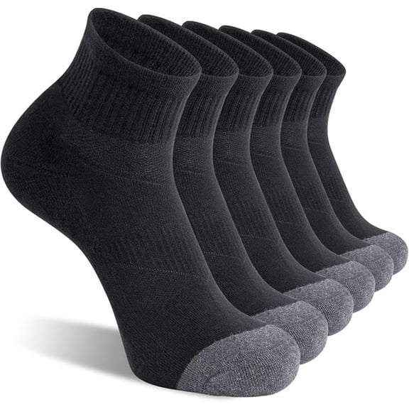 Men's Ankle Socks 6-Pack, Cushioned Athletic Running Socks with Arch Support, Breathable for Work & Sports