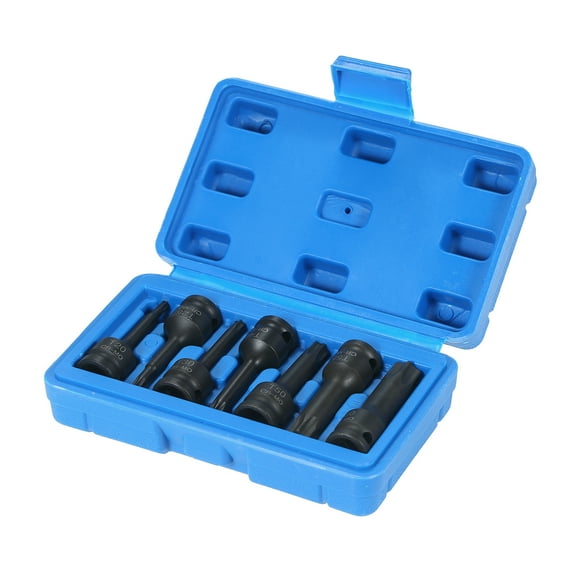 3/8-inch Drive Impact Socket Set 7 Piece (T20 T25 T30 T40 T50 T55 T60) 6 Point Spline Cr-Mo Steel Socket Set