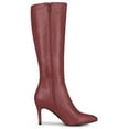 thumbnail image 4 of BLISSFUL STEP Valentine's Women's Boot Pointed Toe Side Zipper Stiletto Heel Knee High Boots Burgundy 6.5, 4 of 9