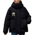 thumbnail image 2 of UPPADA Puffer Coat Jacket Cropped Womens Oversized Cropped Puffy Quilted Winter Jackets Coat with Pockets Puffer Jacket for Women with Hood Black,XXL, 2 of 6