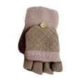 thumbnail image 3 of Xfvqtps Womens Fingerless Gloves with Flip Cover Plush Knitting Color Blocking Simplicity Windproof Warm for Cold Weather Winter Mittens Coffee, 3 of 4
