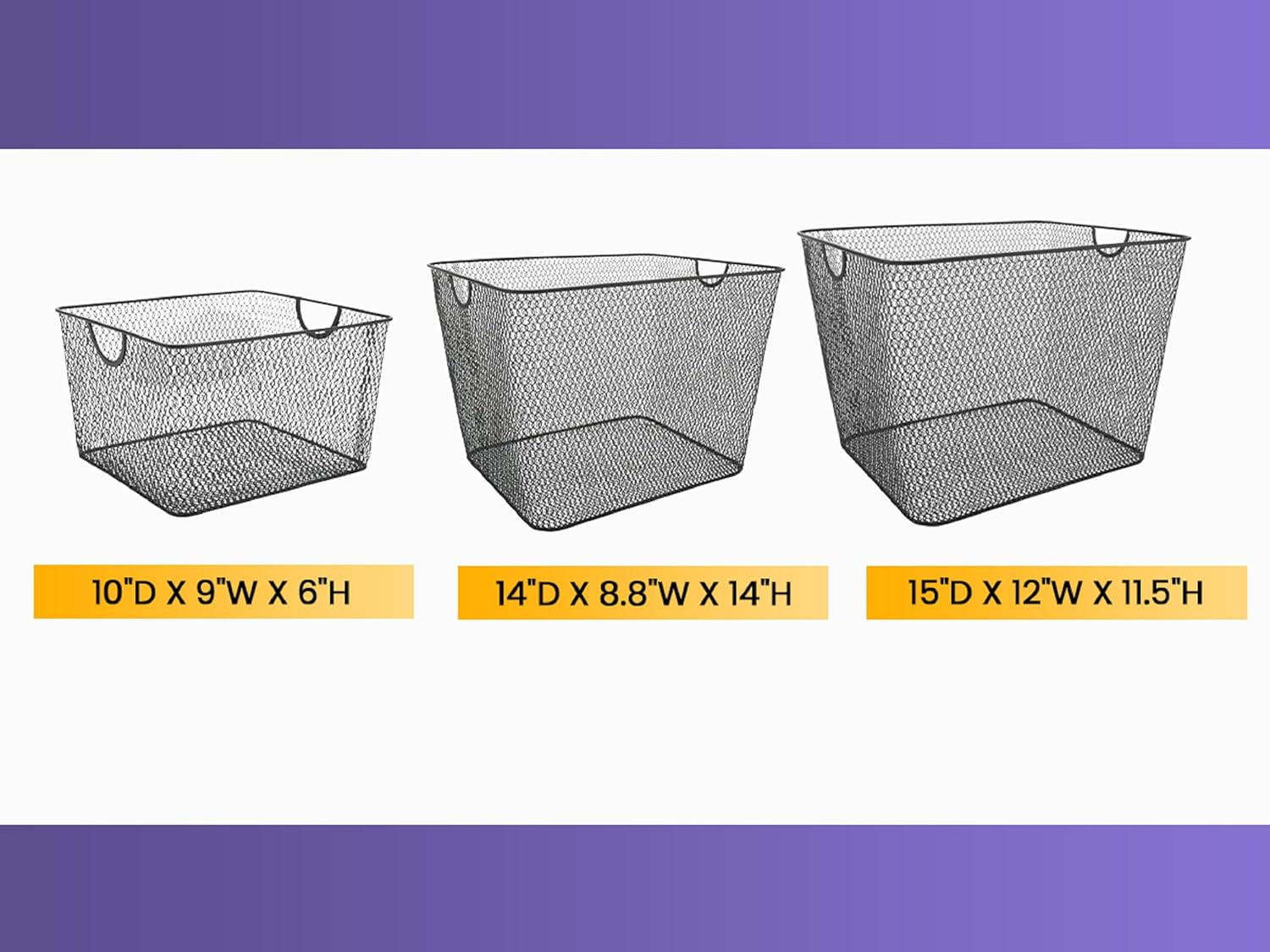 Ybm Home Household Black Wire Mesh Open Bin Shelf Storage Basket Organizer Black For Fruit Vegetable