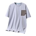 thumbnail image 4 of T-Shirt Homme Patch Tricoté à Blocs de Couleur, Col Rond, Manches Courtes, Gris XXXXXL, 4 of 4