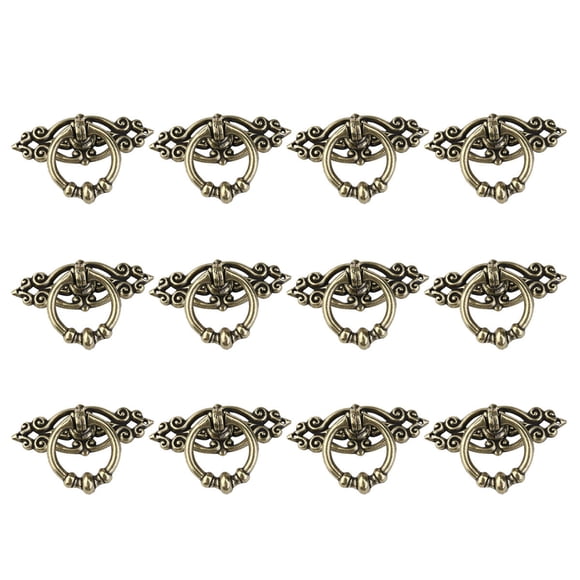 KAKOWELY 12pcs Vintage Drawer Handle Cabinet Cupboard Door Drawer Ring Pull Handles Knobs Furniture Handle for Cabinet Wardrobe (Coffee),2.48"X0.91"X0.16"