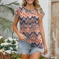thumbnail image 2 of NAMTYQX Tshirts Shirts for Women Patterned Soft Casual Loose Women Summer Tops Summer Tops for Women 2025 Orange Size M, 2 of 5