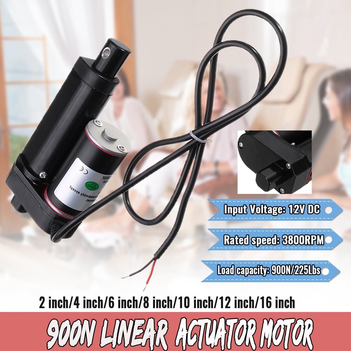 Multi-function  Linear Actuator  Stroke 225lb Max Lift Output 12V DC & Brackets