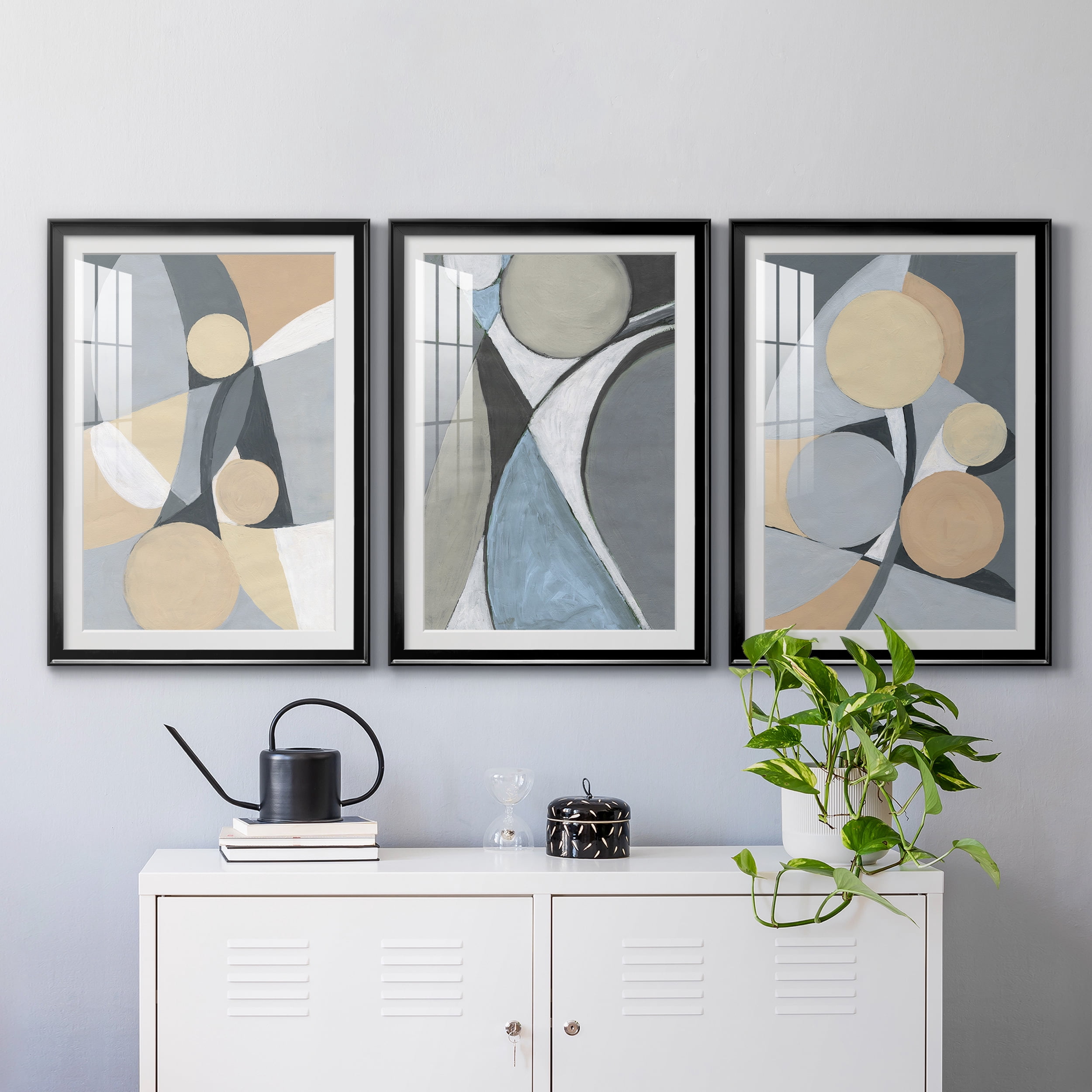&nbsp;A Soft Jeweled Geometric II Premium Framed Prints Set of 3 - Ready to Hang - 30.5 x 42.5 Each - Black Frame