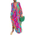 thumbnail image 1 of Vestido de fiesta casual para mujer, estampado de moda, cuello en V, suelto, manga larga, vestido de otoño, vestido maxi camisero, 1 of 3