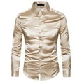 thumbnail image 2 of Fesfesfes Long Sleeve Shirt Mens High Quality Casual Glossy Long-Sleeved Lapel Shirt, 2 of 5