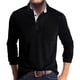 thumbnail image 1 of Men's Spring And Autumn Solid Color T-shirt Lapel 3 Button Open Placket Button Long Sleeved Top L, 1 of 4