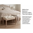 thumbnail image 4 of French Vintage Tufted Bedroom Bench with Carved Wood Legs, 47.2-Inch Linen Upholstered Ottoman for End of Bed and Living Room, Cream, 4 of 10