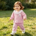 thumbnail image 5 of CAUYDY Newborn Girl Picture Outfits Baby Pajamas Fall Winter 12 18 24 Months Long Sleeve Shirt and Elastic Pants 2PCS Cute Set Toddler Sleepers for Girls Sizes 12-18 Months,Pink, 5 of 9