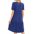 thumbnail image 6 of ZXSXSY Women Sapphire Hollow Back Round Neck Short Sleeves Peplum Midi Dress, 6 of 6