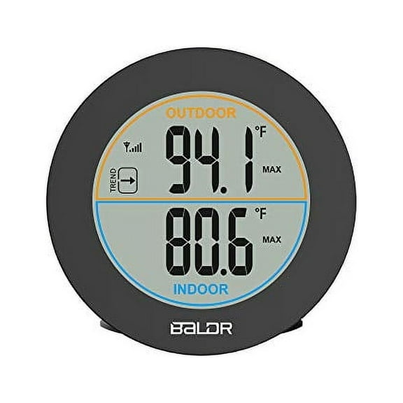 Baldr Wireless Indoor/Outdoor Thermometer with LCD Display and Remote Sensor, Black