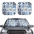 thumbnail image 2 of Multi-Size 2pce Car Front Glass Visor Collapsible Sunscreen No Odor Comfortable For Most Cars Suv Trucks Aliceblue Geometric Patterns_2, 2 of 7
