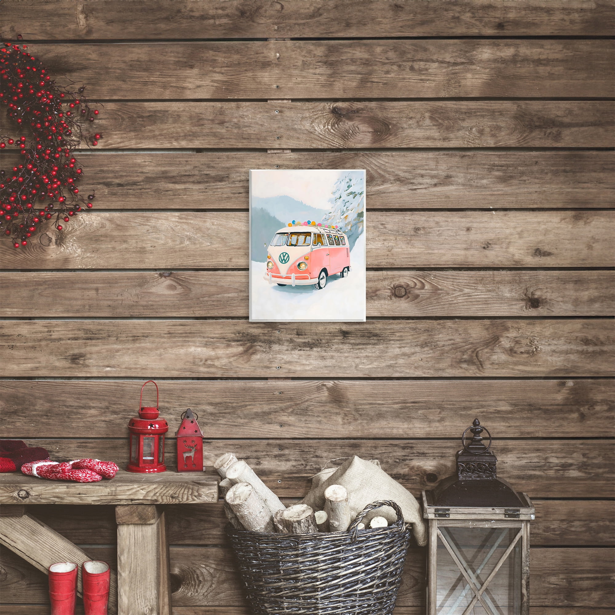 Stupell Industries Pink Christmas Van in Snow Wall Plaque Art, design by The Prints Vibe