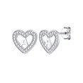 thumbnail image 1 of Pendientes de botón de corazón inicial de Silvora para mujeres y niñas Pendientes de plata esterlina con letra A con Zirconia cúbica brillante Cumpleaños Regalo de Navidad, 1 of 8
