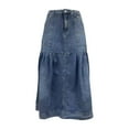 thumbnail image 4 of Letdown Women's Casual Retro High Waist A Line Denim Long Skirt For Women Distressed Hippie Maxi Denim Skirt with Pockets, 4 of 5