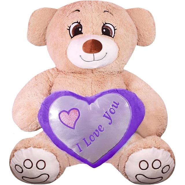 Oso Rechoncho Beige PELUCHERIA con corazon Morado
