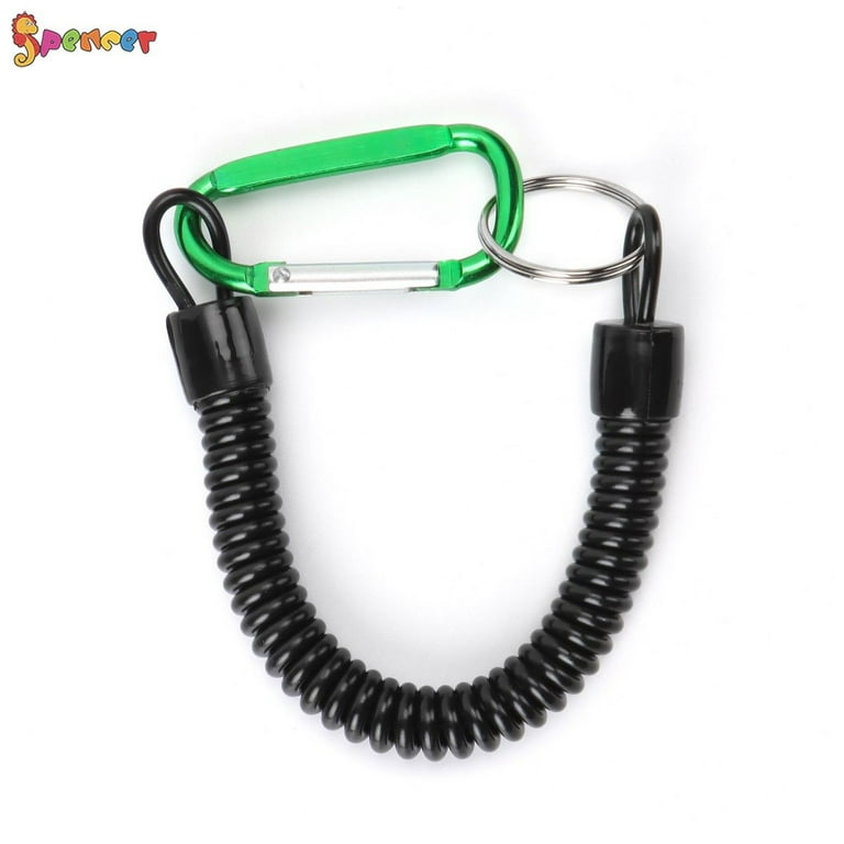Spencer 6pcs Retractable Fishing Lanyards Theftproof Spring Coil Cord Safety Fishing Ropes Boating Tools, Black