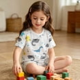 thumbnail image 4 of Lumosvexa Kids Girls Sleepwear Outfit Sets Short Sleeve and Elastic Waist Shorts Summer Cotton Comfort Clothes 2 Piece White Size 6, 4 of 5