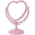 thumbnail image 1 of 1 espejo cosmético simple y encantador en forma de corazón, espejo de tocador giratorio de doble cara de plástico, espejo ligero, espejo de baño y dormitorio, 1 of 7