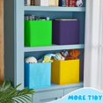 thumbnail image 6 of 12 Pcs Cube Storage Bin 11'' Collapsible Storage Cubes Foldable Cube Storage Organizer Bins Fabric Bins Storage Basket Fabric Cubby Boxes for Shelf Closet (Sky Blue, Green, Yellow, Dark Blue), 6 of 14