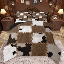 jejeloiu Rustic Cowhide Bedding Comforter Set,Country Farmhouse Lodge Twin Comforter Sets,Patchwork Cattle Hide Bedding Set For Boys Girls,Ultra Soft Home Decor Reversible,2-Piece