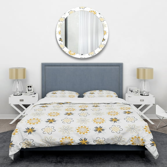 Designart 'Retro Floral Pattern VIII' Mid-Century Modern Duvet Cover Set