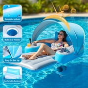 Foxlux Motorized Pool Float with Canopy, Rechargeable Motorized Floats with Cup Holder – Dual Motor Heavy Duty Electric Lounger Raft for Adults, Pool, Lake & Party