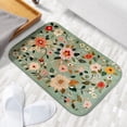 thumbnail image 6 of 1pc Floral Embroidery on Green Absorbent Non-Slip Bathroom Thickened Flannel Rug Decor,Soft,Quick Drying,Suitable For Indoor/outdoor Use,Bathrooms,Bedrooms,Kitchens,Terrace,Laundry Rooms,16"x24", 6 of 9