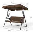 thumbnail image 3 of Outdoor Patio Swing Chair with Adjustable Canopy, Outdoor Patio Glider Swing with Heavy Duty Stand for 3 Adult Persons, Ideal for Deck, Lawn, Backyard, or Porch, Coffee Brown, 3 of 14
