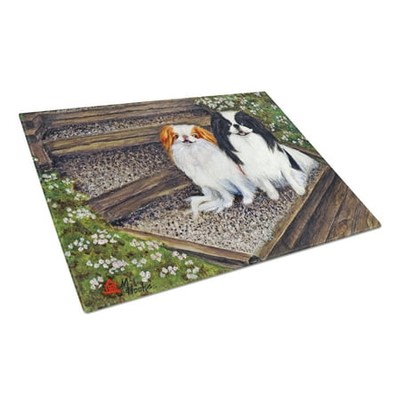 

Caroline s Treasures MH1047LCB Japanese Chin Daddy s Girls Glass Cutting Board Large 12H x 16W multicolor