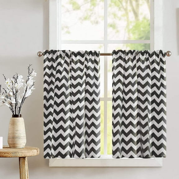 Cotton Chevron Zig Zag Print Café Tier Curtains Window Treatment Kitchen Home Décor