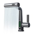 thumbnail image 1 of Kitchen Faucet with Pull Down Sprayer LED Temperature Display Adjustable Height and 360 Degrees Swivel 3 Modes Single-Handle Stainless Steel Pull-Out Basin Mixer Tap, 1 of 6
