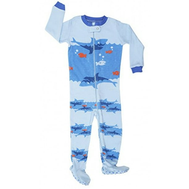 Elowel Pajamas Elowel Boys Footed Shark Pajama Sleeper, 100 cotton
