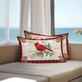 thumbnail image 5 of Outdoor Waterproof Pillow Covers Winter Christmas Red Bird Bells Throw Cushion Case，Watercolor Tree Berry Plaid Pillowcase for Bed,Sofa,Couch, Patio Furniture, 20x12 in, 2Pack Decorative Pillows, 5 of 9