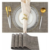 YOHAVEN Placemats Set of 4 Washable Heat Resistant Non Slip Vinyl Woven Table Mats for Dining Kitchen Parties Holiday Gatherings Indoor Outdoor Home Decor